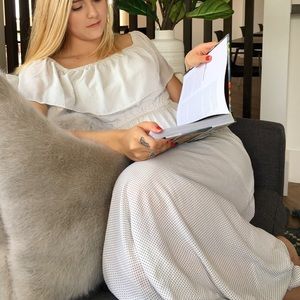 Polka Dot off the shoulder Maxi